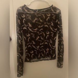 ASOS/daisy street mesh see through top with yin yang pattern